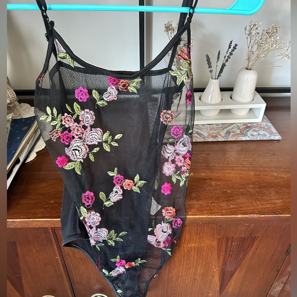 Flower sheer bodysuit